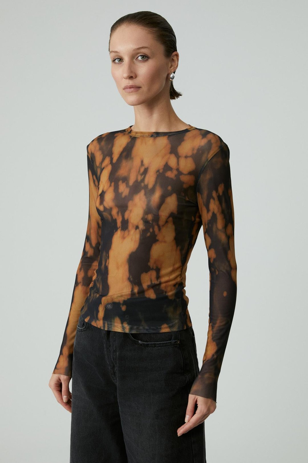 SARAI Kadın Desenli Uzun Kollu Slim Fit Desenli Bluz