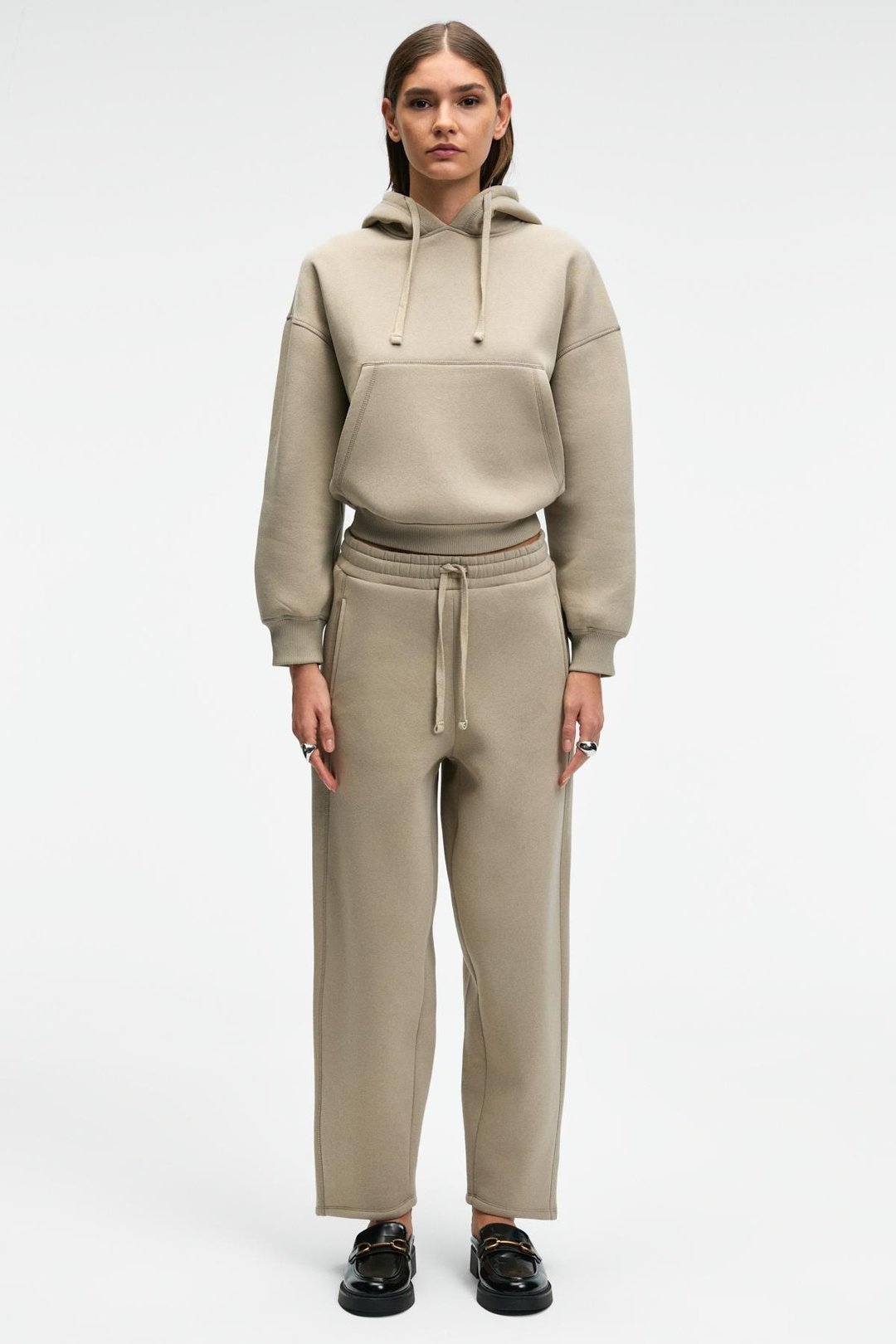 SELORIN Kadın Baggy Çift Cepli Taş Rengi Eşofman Altı