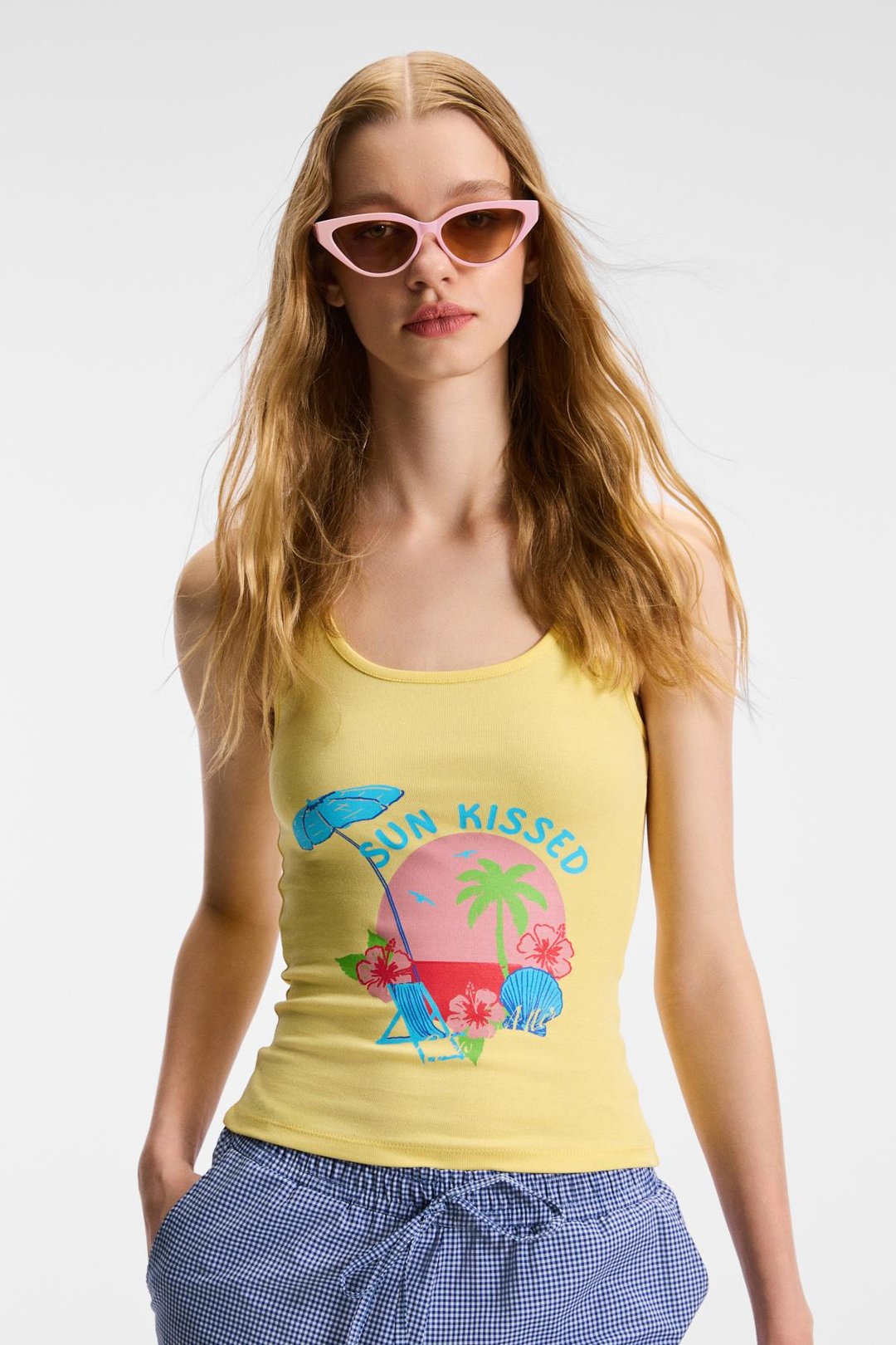 SEPHIRA Kadın Oyuk Yakalı Yumuşak Kumaşlı Slim Fit Sarı Atlet