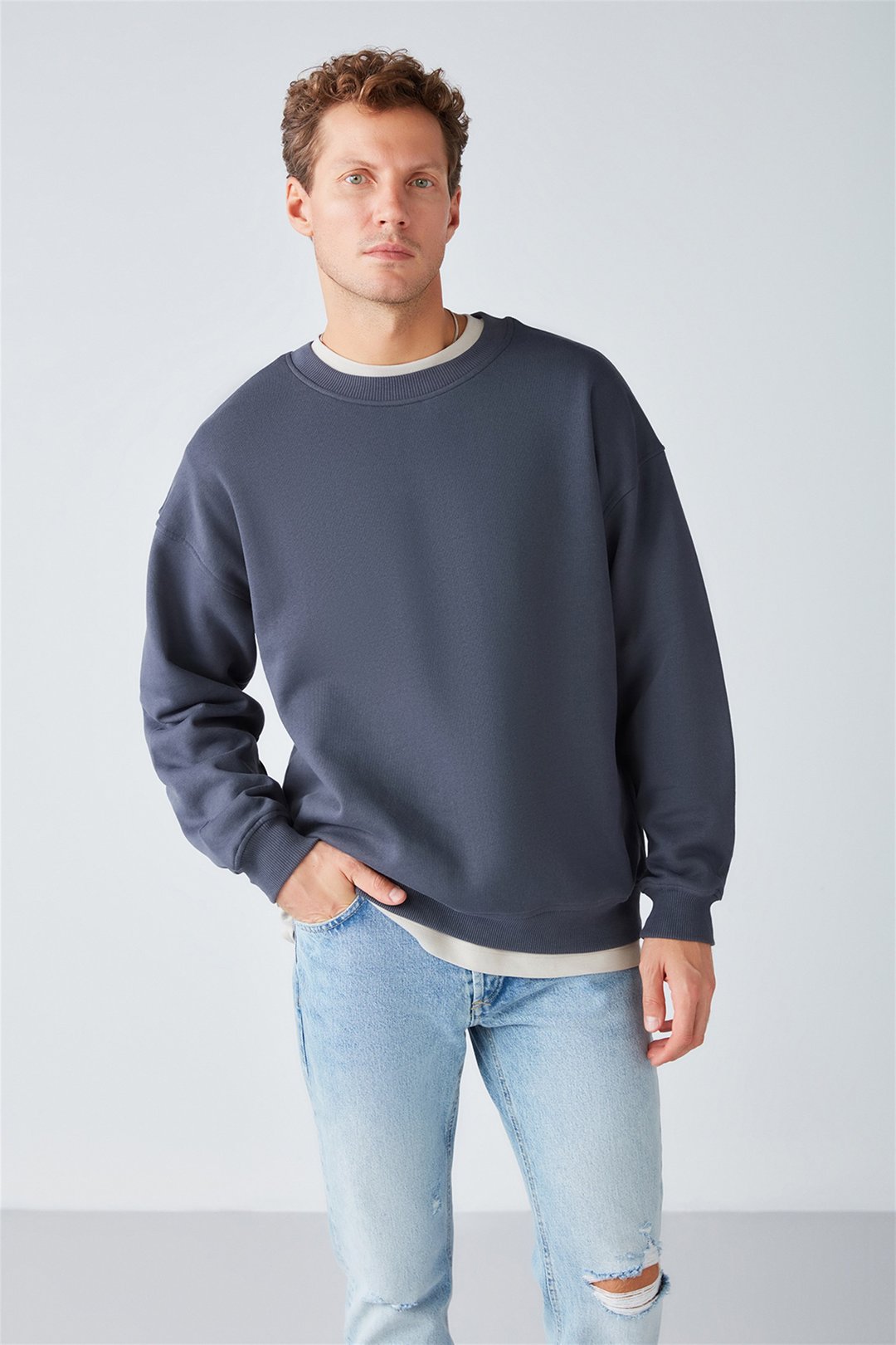 STEPHAN Örme Oversize Antrasit  Sweatshirt
