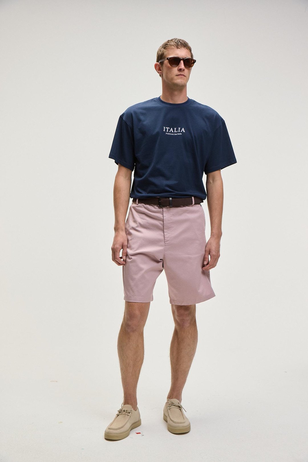 TEEMO Erkek Yanları Cepli Fermuarlı Likralı Slim Fit Pembe Şort