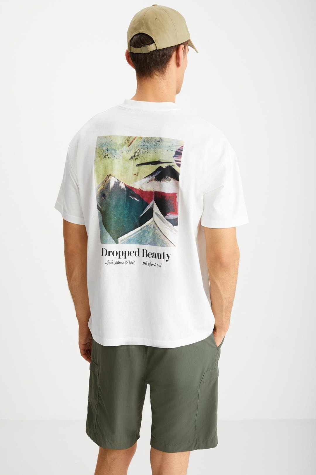 TRENTON Basic Regular Ekru Tekli T-Shirt