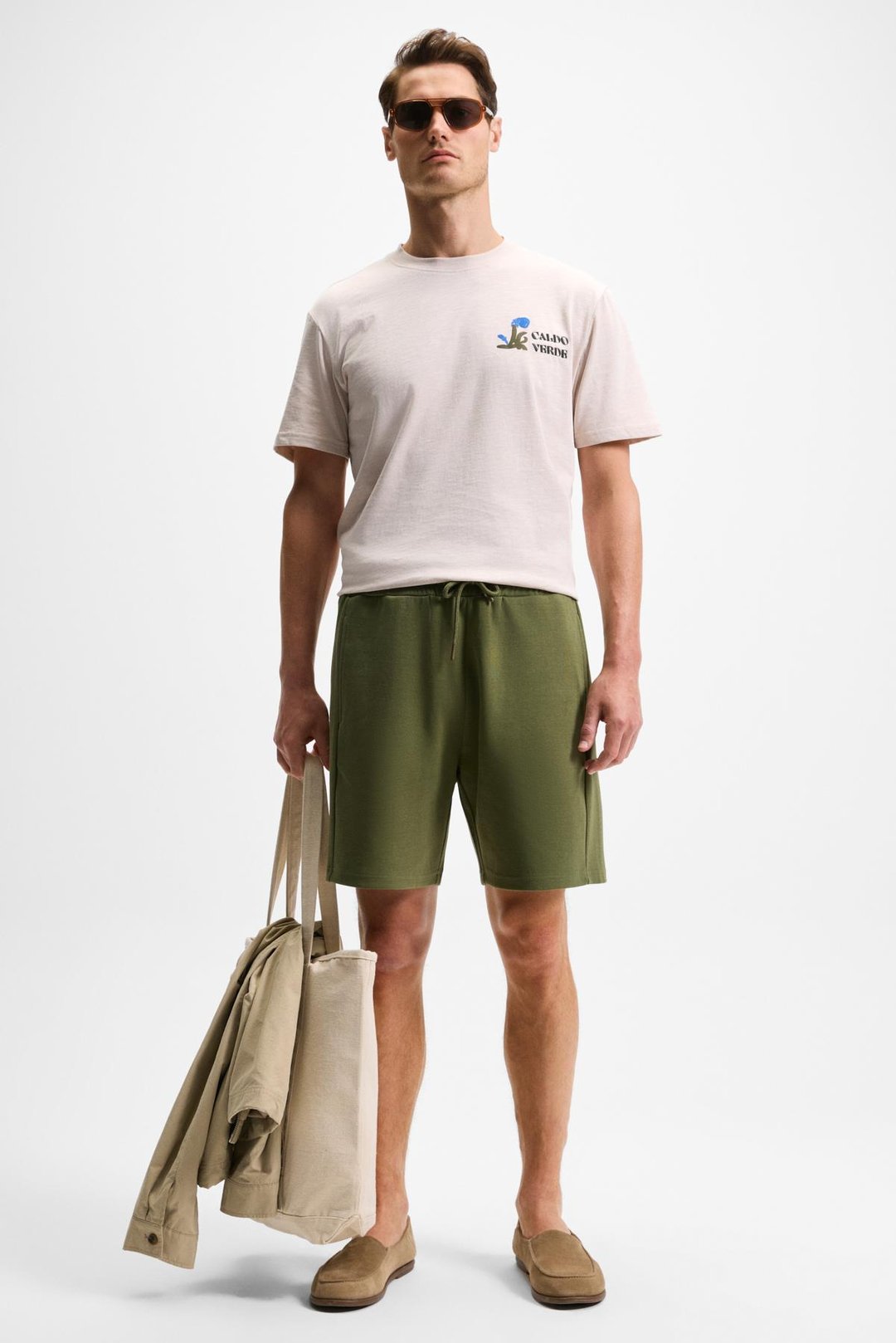 TYRONE Erkek Beli Lastikli Arka Tek Cepli Relaxed Fit Haki Şort