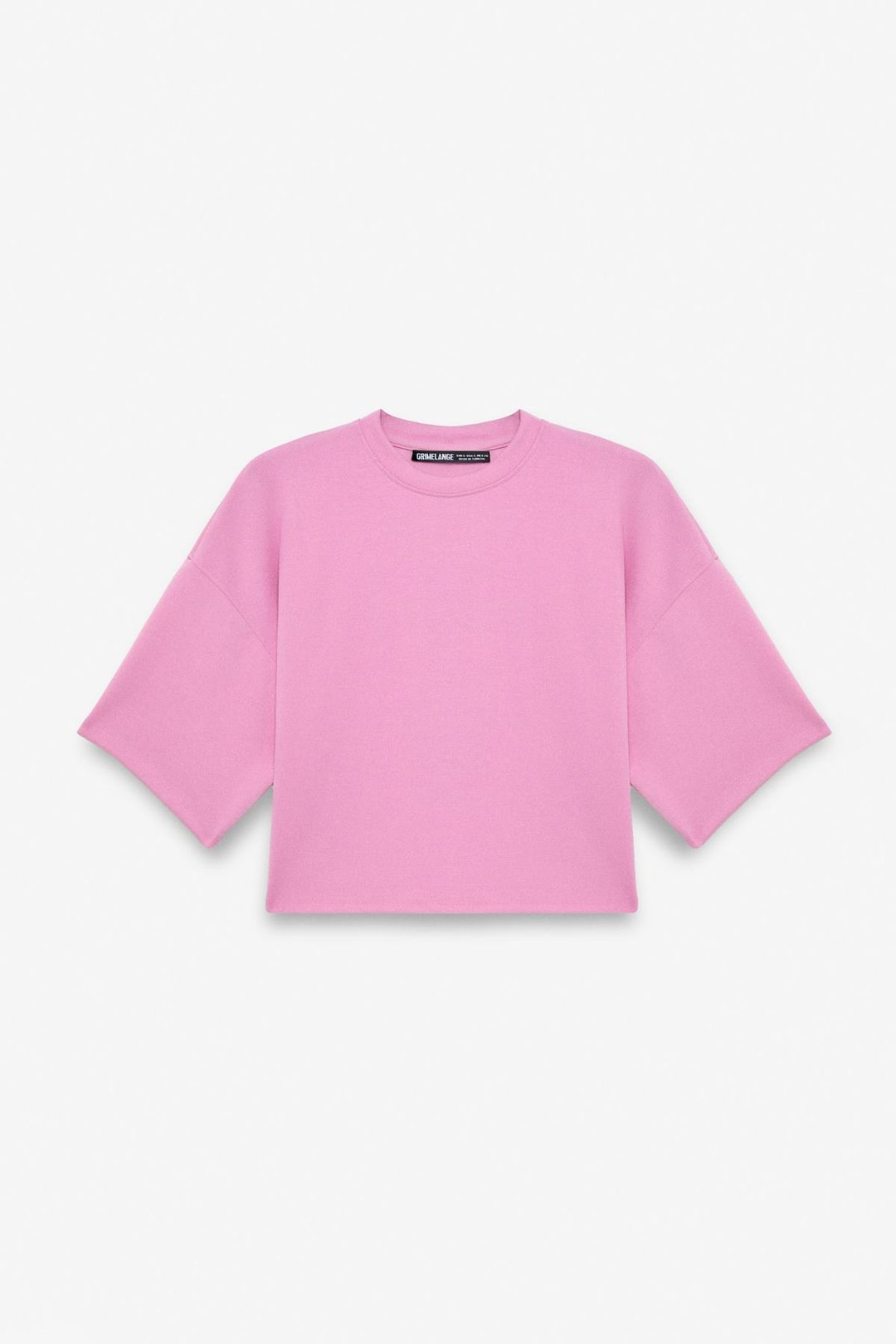 VELA Kadın Esnek Kumaşlı Bisiklet Yaka Oversize Fit Pembe T-Shirt