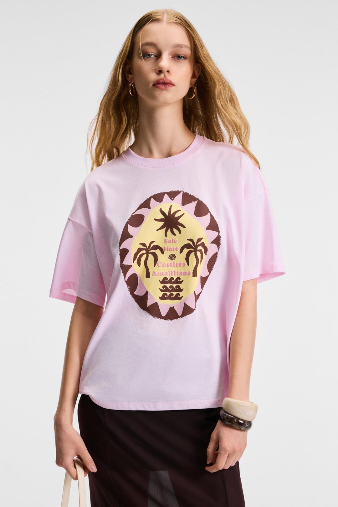 VEYMIRA Kadın %100 Pamuk Bisiklet Yaka Kısa Kollu Oversize Fit Pembe T-Shirt