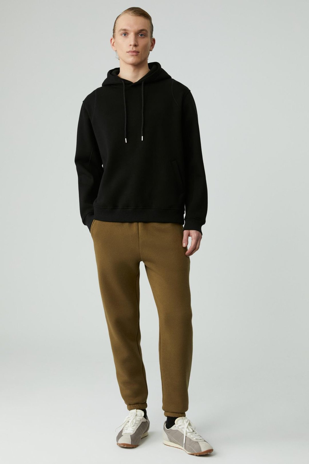 VIEGO Erkek Pamuklu İçi Polarlı Yumuşacık Relaxed Haki Eşofman Altı