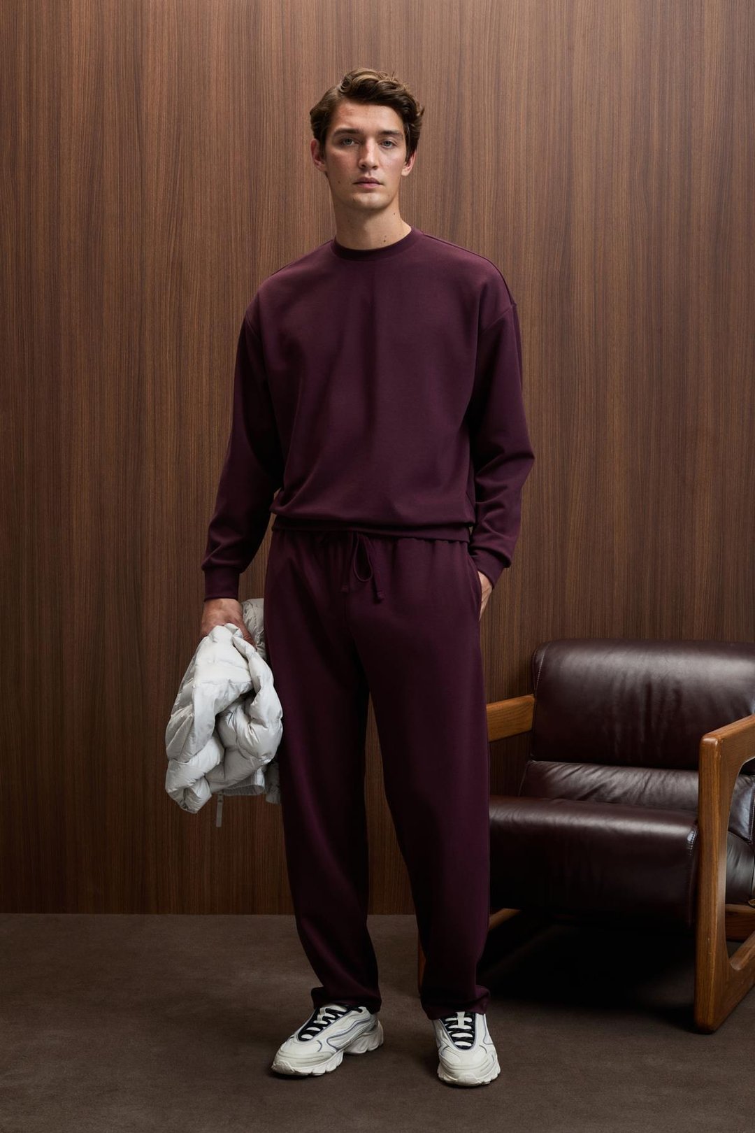 VIENTO Erkek Bisiklet Yaka Uzun Kollu Regular Fit Bordo Sweatshirt