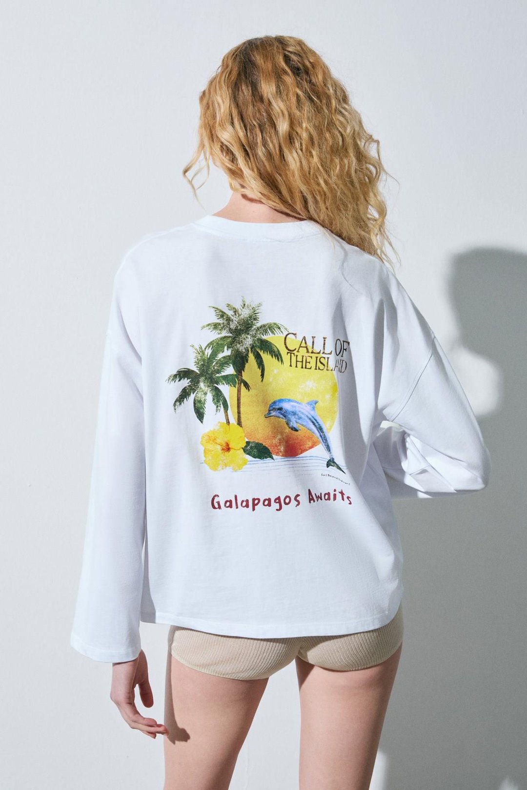 VIRENA Kadını %100 Pamuklu Baskı Ve Nakış Detaylı Uzun Kollu Beyaz T-Shirt