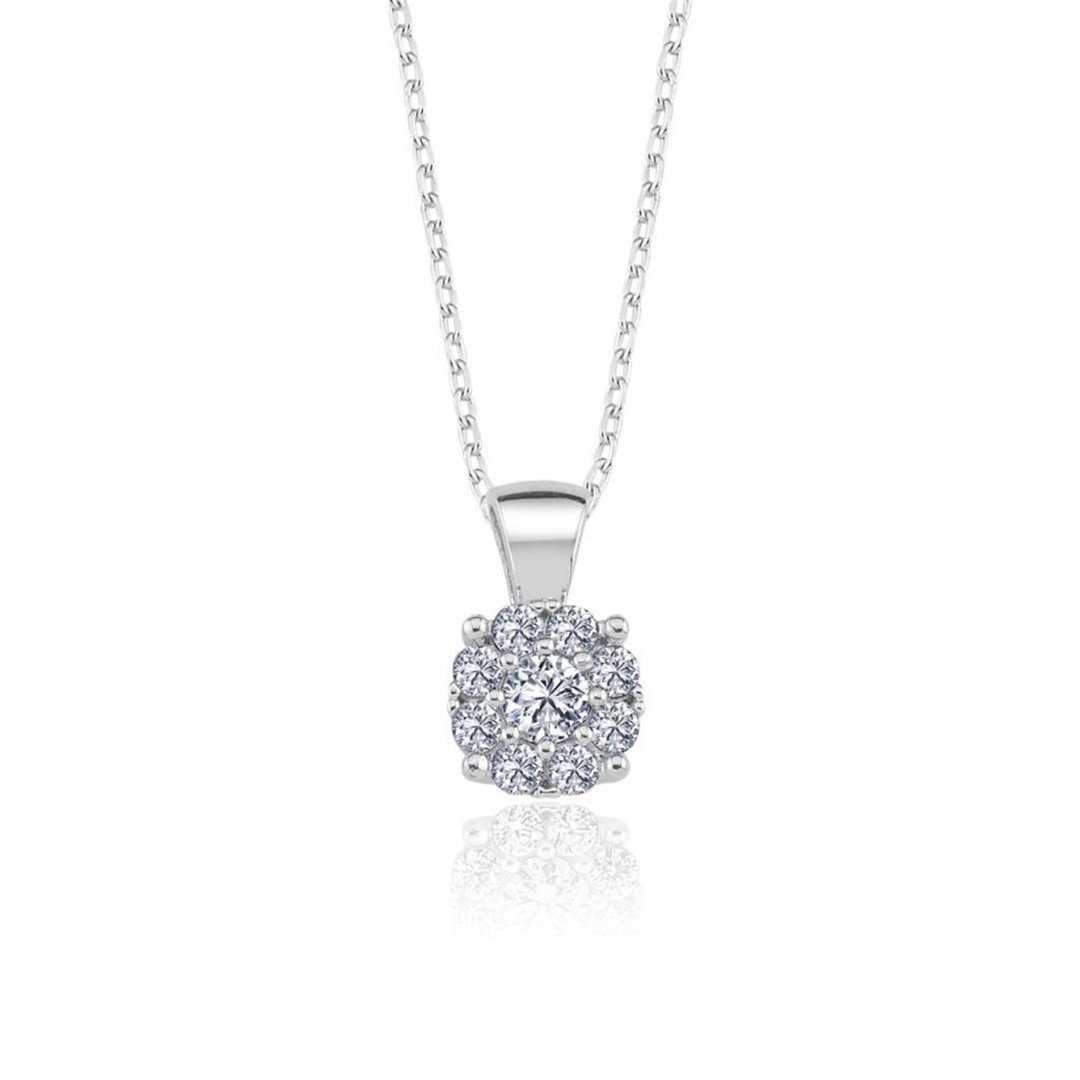 0.75 Karat Effective Diamond Koronet Tektaş Gümüş Kolye
