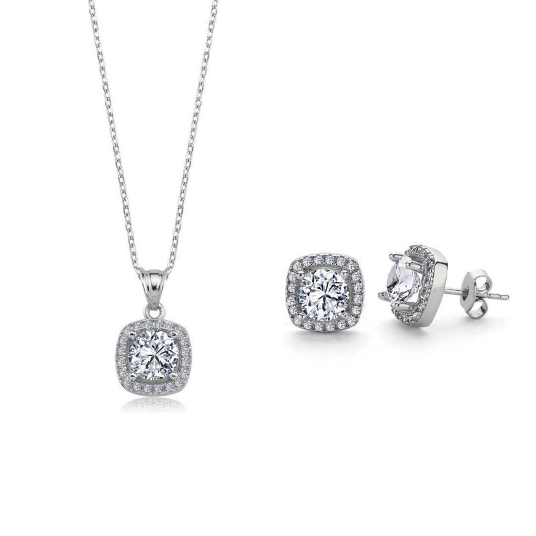 2.00 Karat Kare İkili Gümüş Set
