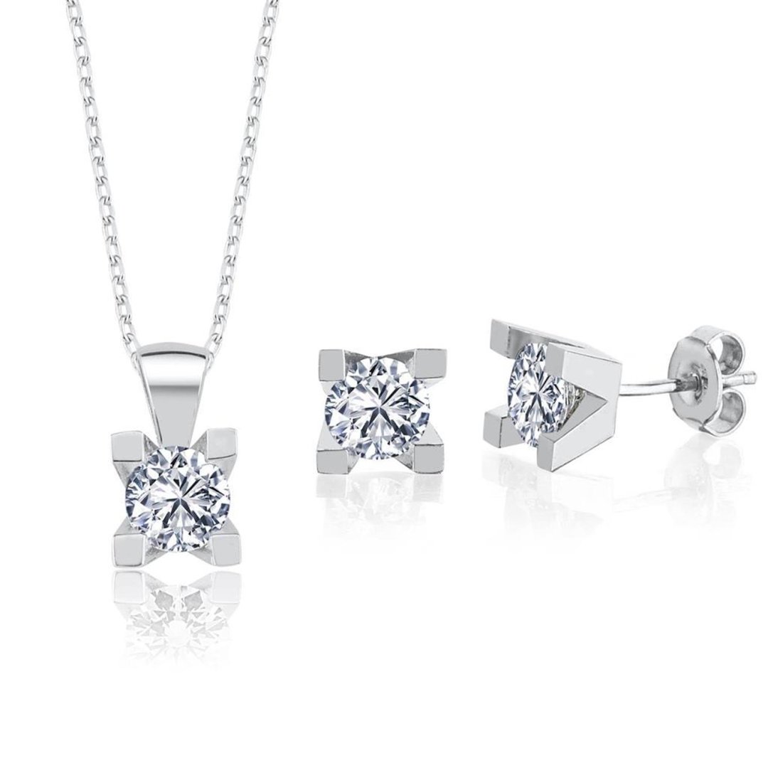 2.25 Karat Effective Diamond Benzersiz Zerafet İkili Tektaş Gümüş Set