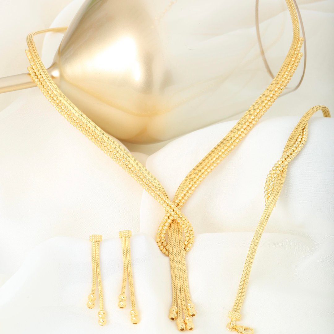 Aşk Düğümü Kalze Örgü Altın Kaplama Gümüş Takı Seti