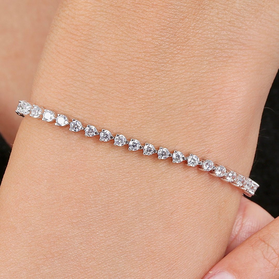 Effective Diamond Çapraz Montür Orta Boy 925 Ayar Gümüş Su Yolu Bileklik