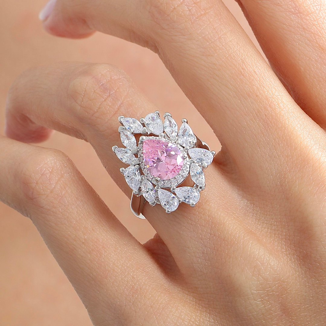 Effective Diamond İstanbul İhtişamı Pink Taşlı Gümüş Yüzük