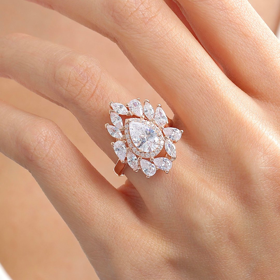 Effective Diamond İstanbul İhtişamı Rose Renk Işıltılı Gümüş Yüzük