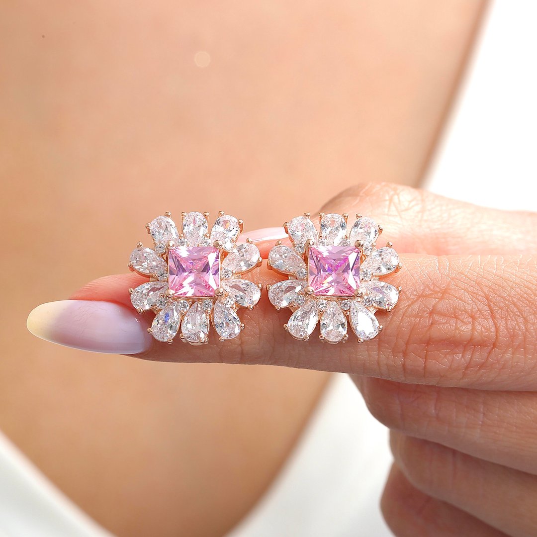 Effective Diamond Milano Rüyası Rose Renk Pink Taşlı Gümüş Küpe