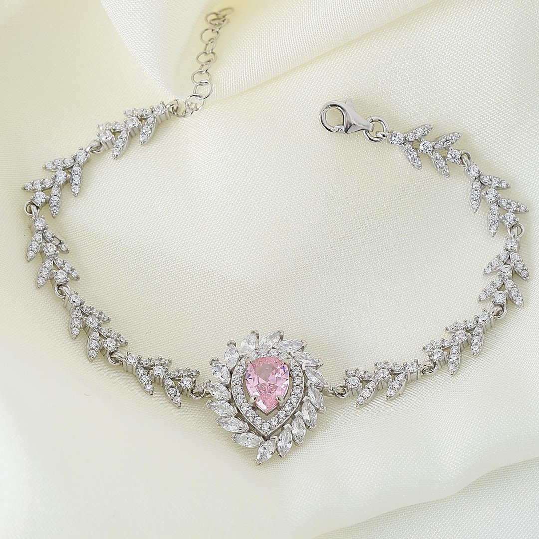 Effective Diamond Pink Taşlı Markiz Serenatı Gümüş Bileklik