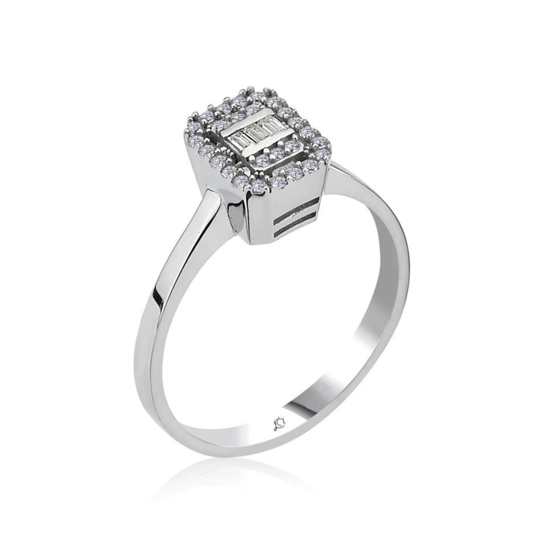 Effective Diamond Shine Baget Tektaş Gümüş Yüzük