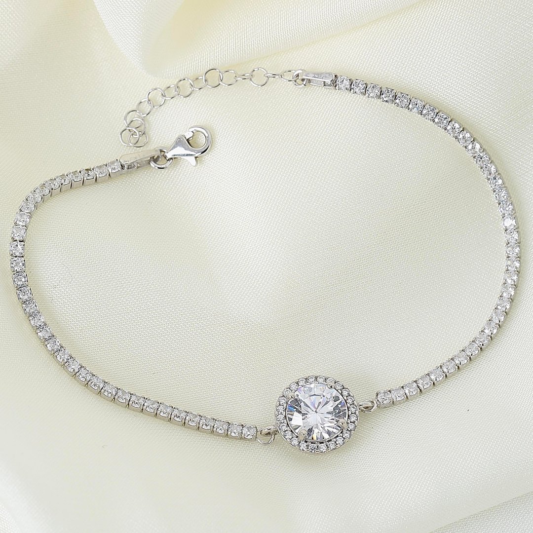 Effective Diamond Yeni 3 Karat Oval Gümüş Bileklik