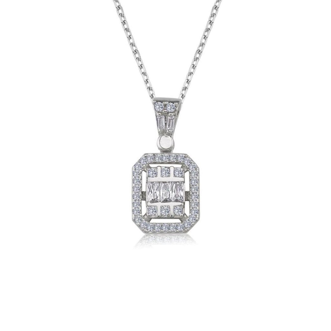 Effective Diamond Yeni Baget Avangarde Tektaş Gümüş Kolye
