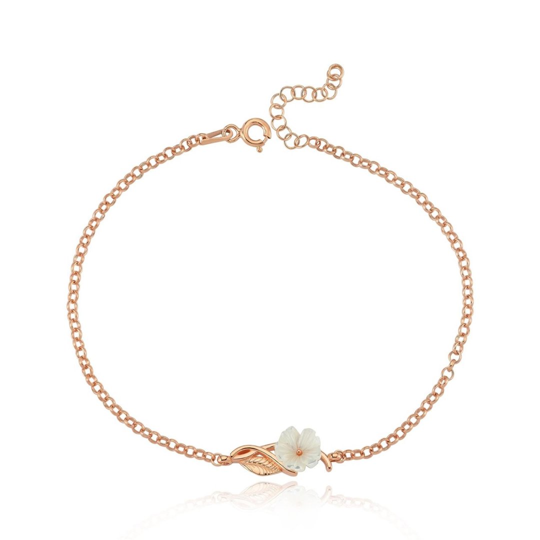 Manolya Çiçeği Asaleti Rose Renk Gümüş Halhal