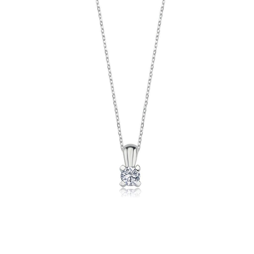 Mia Zirconia 0.20 Karat V Model Tektaş Gümüş Kolye