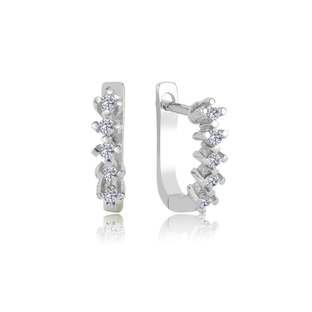 Mia Zirconia Taşlı 0.25 Karat Mini Kraltacı Beştaş Gümüş Küpe