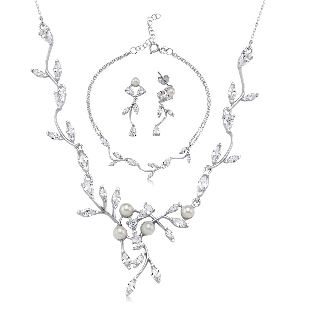 Pırlanta Montür Aşk Masalı Gümüş Su Yolu Set