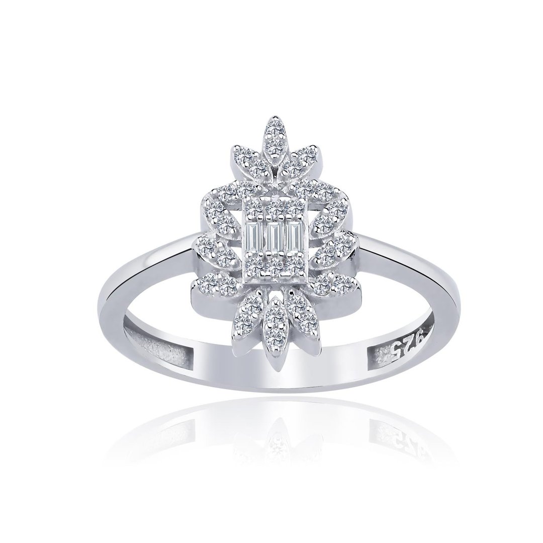 Pırlanta Montür Baget Masalı Gümüş Yüzük