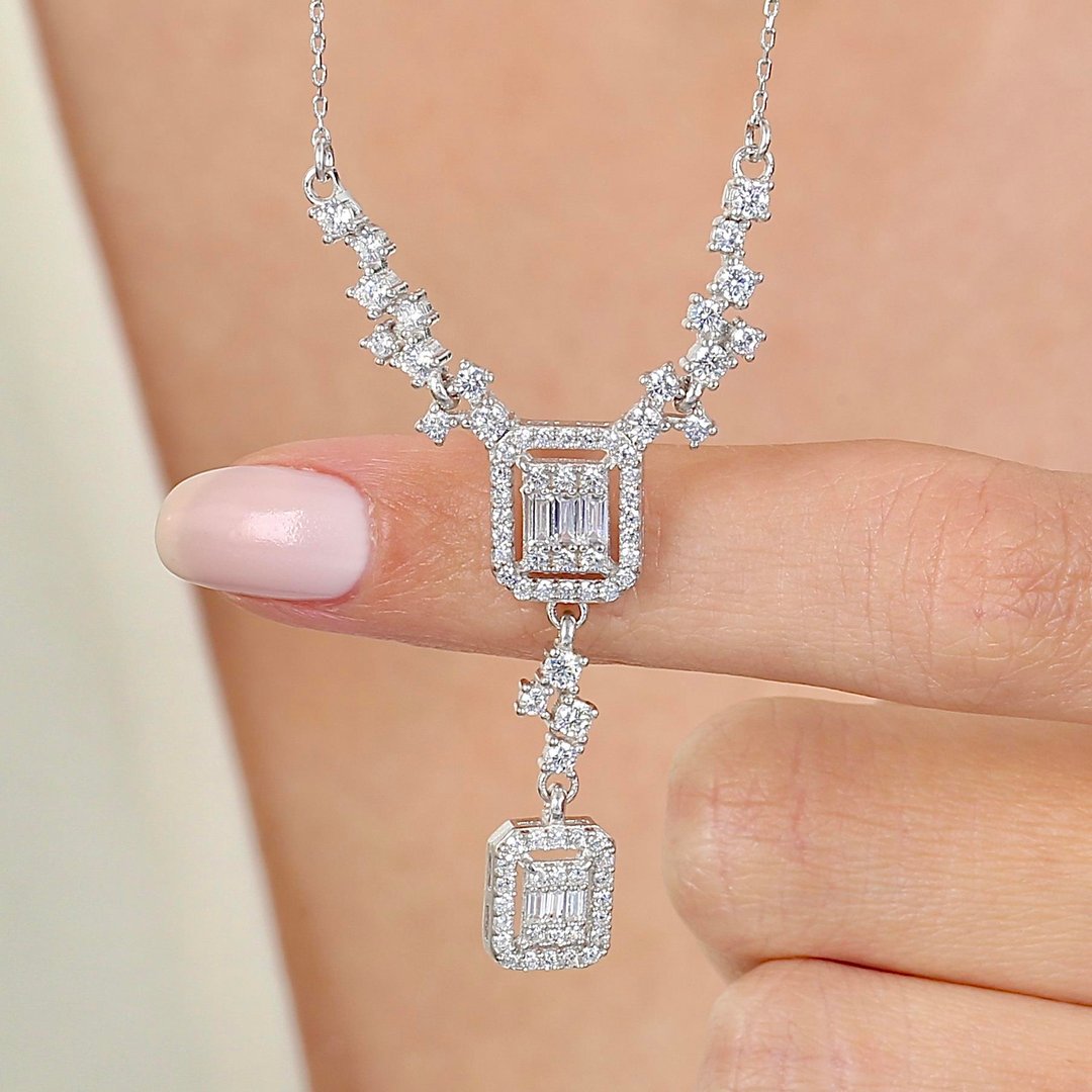 Pırlanta Montür Bağlılık Işıltısı Baget Gümüş Kolye