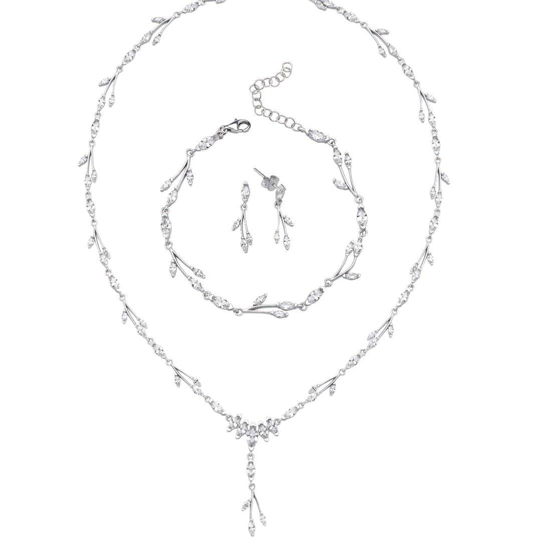 Pırlanta Montür Full Taşlı Mutluluk Masalı Gümüş Su Yolu Set