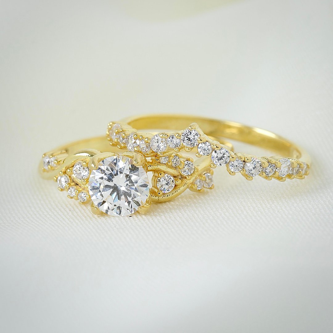 Pırlanta Montür Gold Renk Prensesin Düşü Tween Gümüş Yüzük