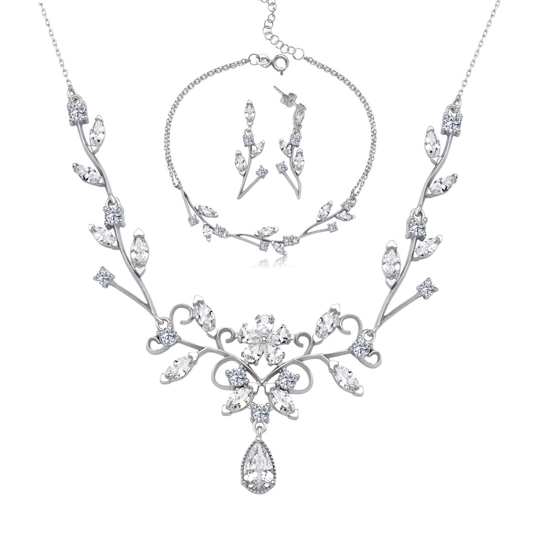 Pırlanta Montür Sevgi Buketi Gümüş Su Yolu Set