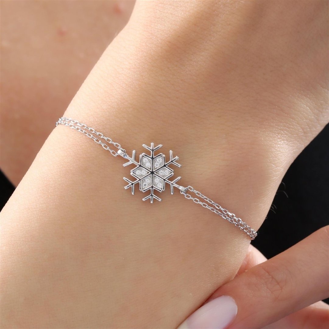 Sadakat Kristali Kar Tanesi Gümüş Bileklik