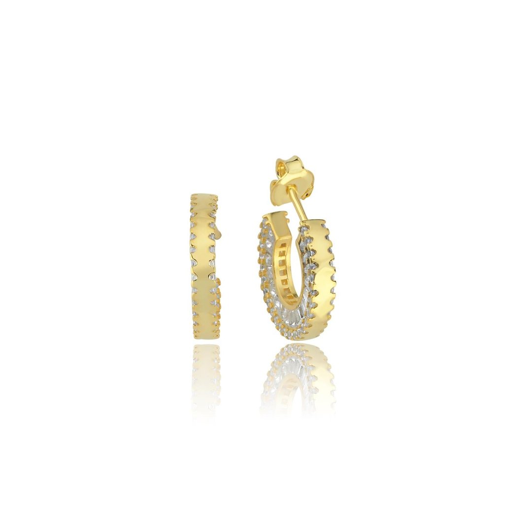 Trend Tasarım Lina Form Gold Renk Gümüş Küpe