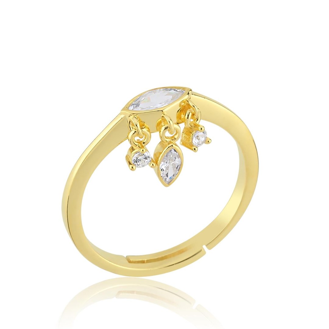Trend Tasarım Markiz Rüyası Gold Renk Gümüş Yüzük