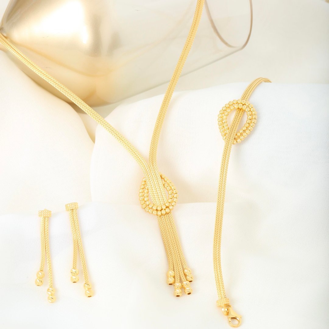 Tutku Seli Kalze Örgü Altın Kaplama Gümüş Takı Seti