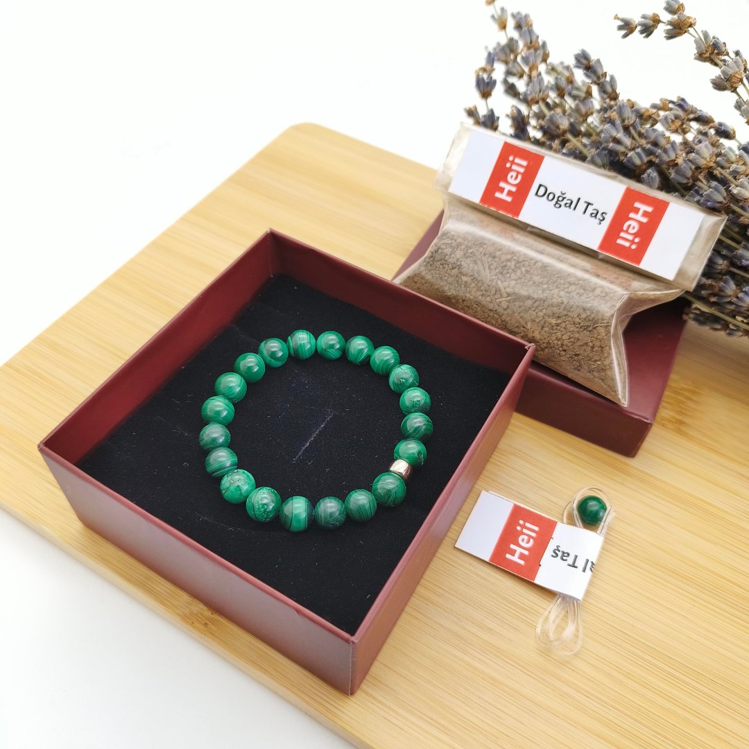Değişim/Dönüşüm Bilekliği - Doğal Taş Malahit Bileklik - 8 mm