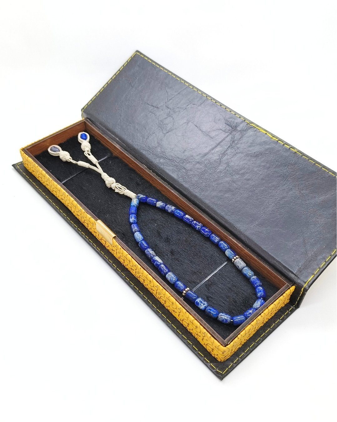 Kazaziye İşçiliği 1000 Ayar Gümüş Lapis Lazuli Tesbih - 