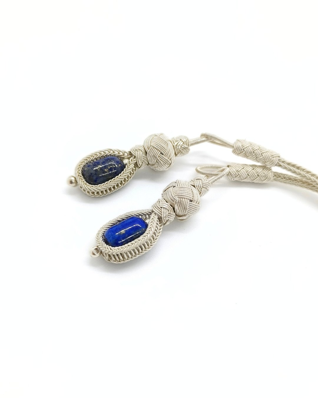 Kazaziye İşçiliği 1000 Ayar Gümüş Lapis Lazuli Tesbih - 