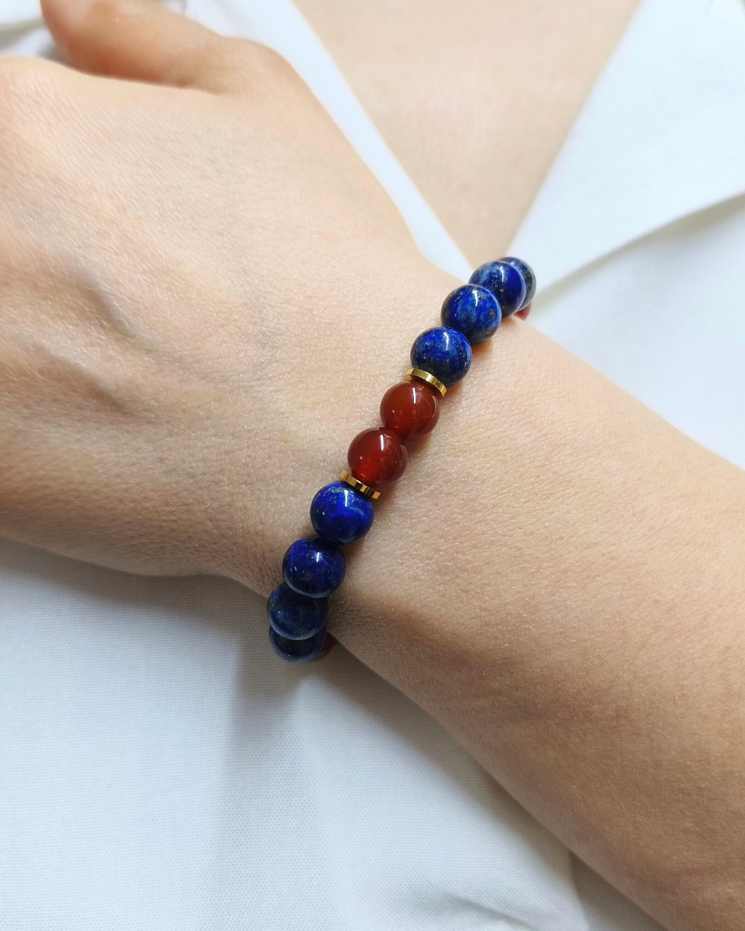 Lapis Lazuli ve Karnelyan Akik Bileklik - Kadın