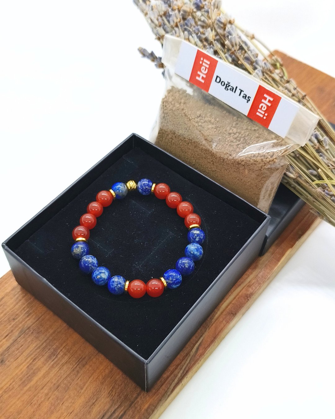Lapis Lazuli ve Karnelyan Akik Bileklik - Kadın