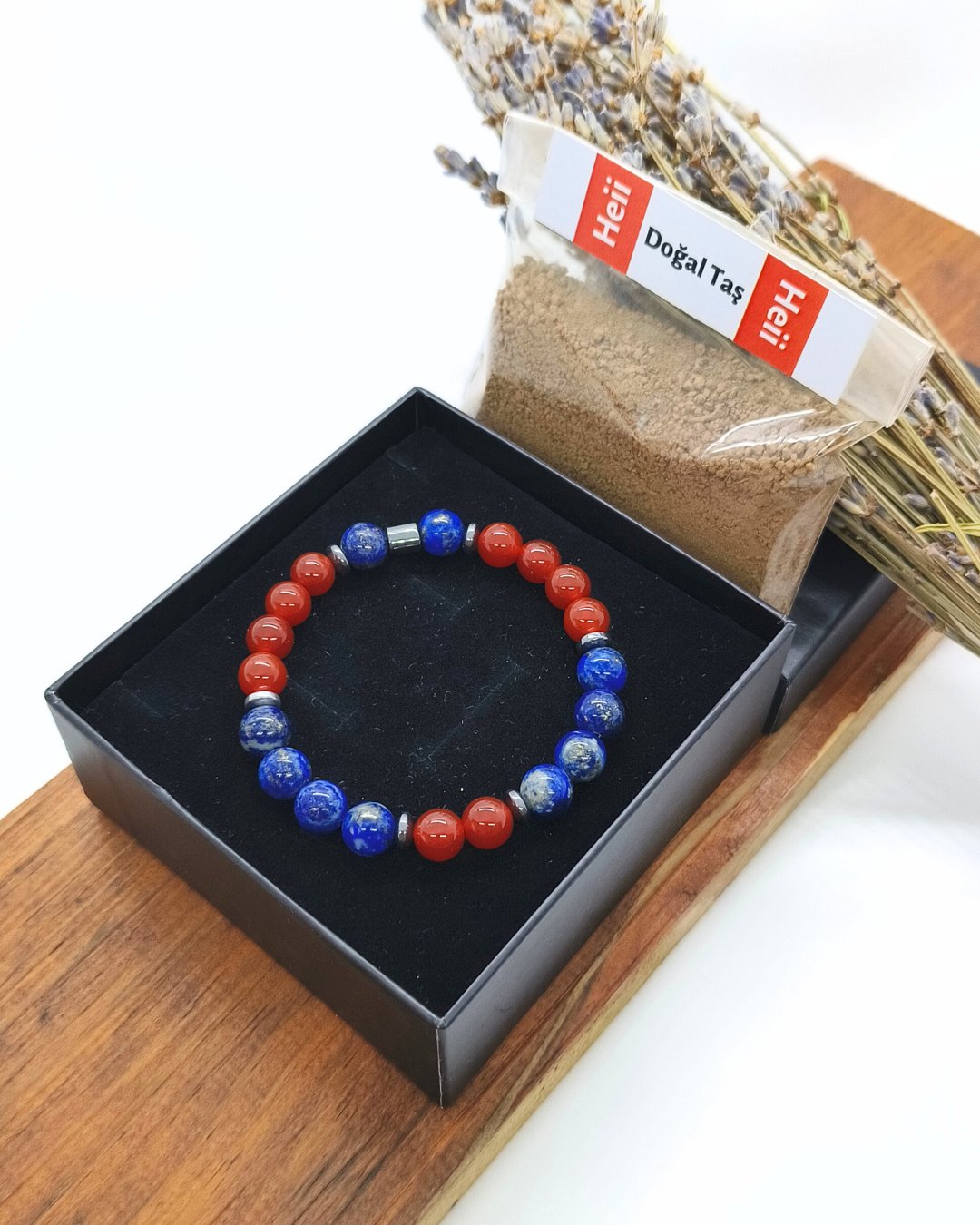 Lapis Lazuli ve Karnelyan Akik Bileklik - Erkek