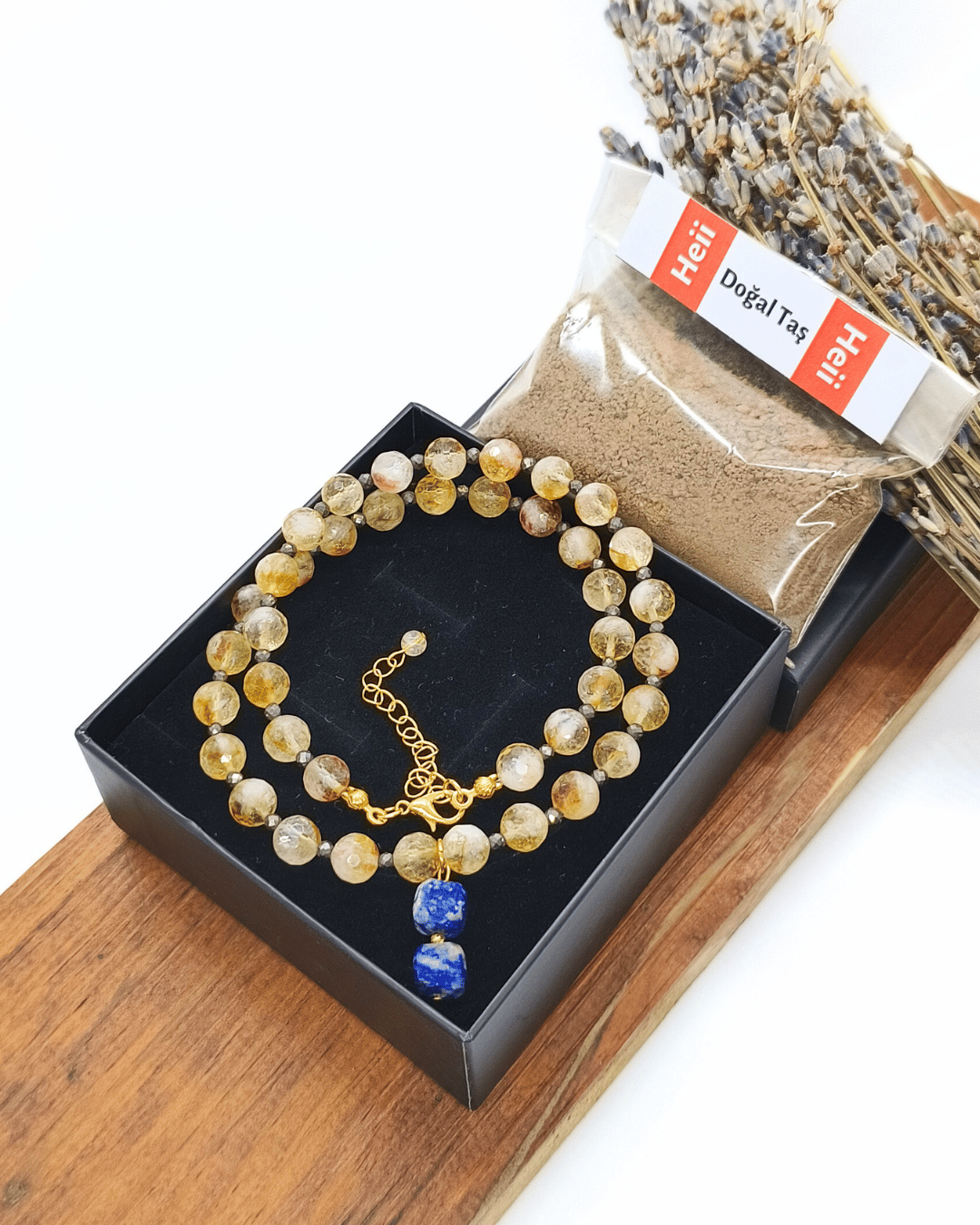 Sitrin ve Lapis Lazuli Kolye
