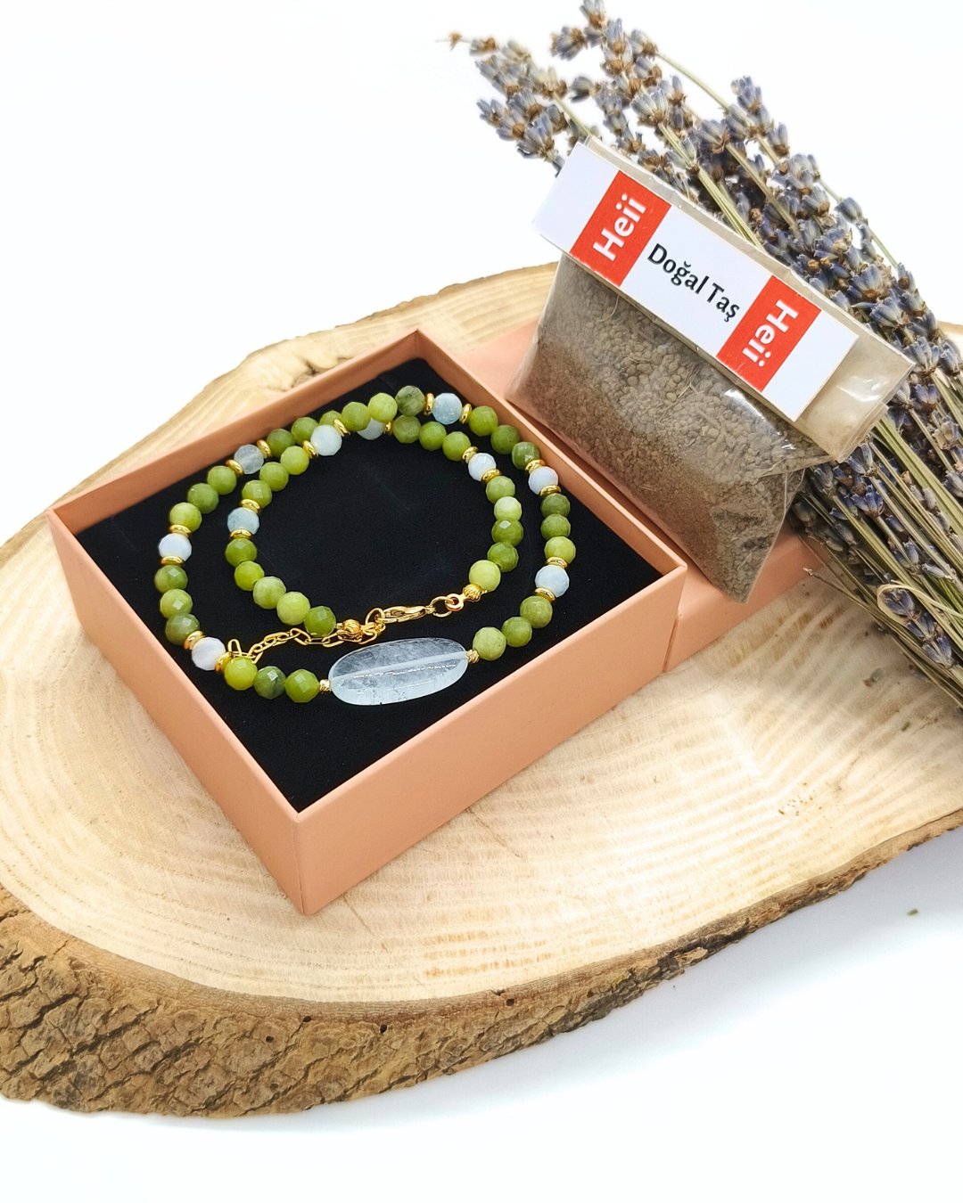 Zebercet (Peridot) ve Akuamarin Kolye - Duygularını Hafiflet, Kendini Özgürce İfade Et