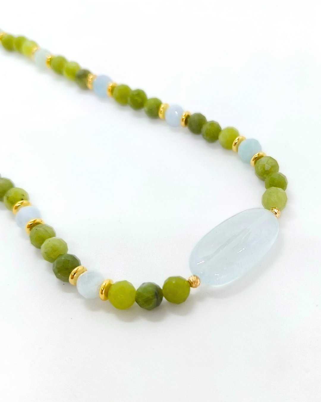 Zebercet (Peridot) ve Akuamarin Kolye - Duygularını Hafiflet, Kendini Özgürce İfade Et