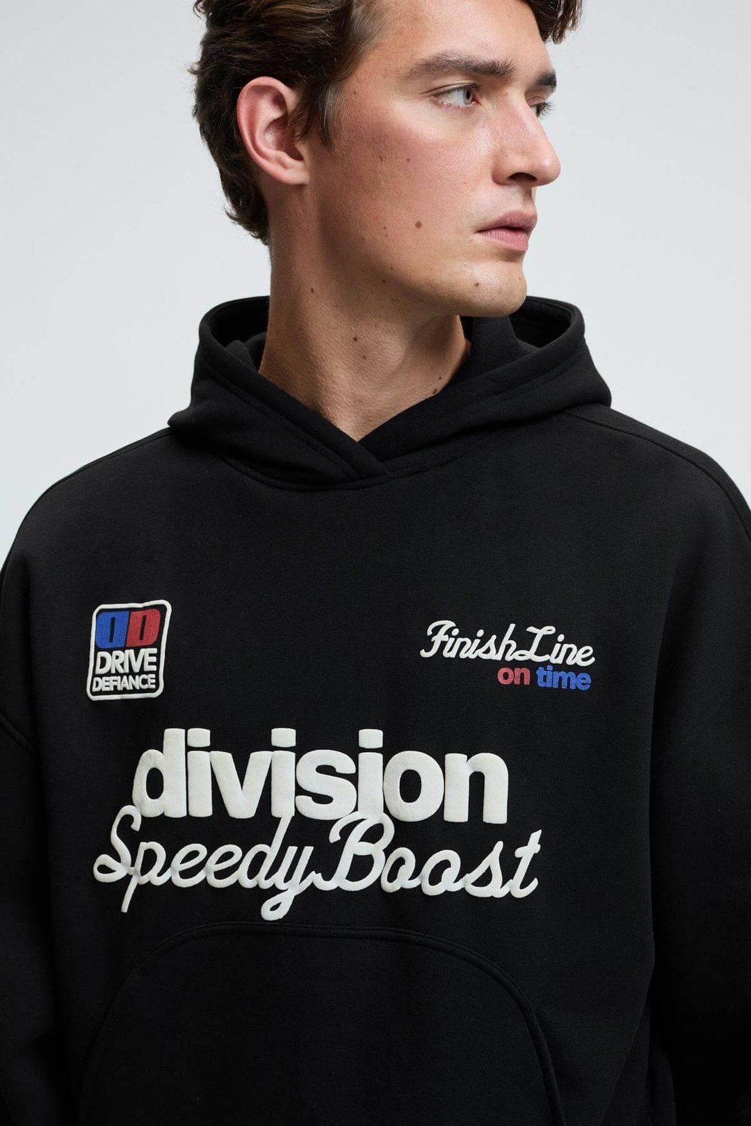 ABISMO Erkek Kapüşonlu Kanguru Cepli Kolları ve Sırtı Baskılı Relaxed Fit Siyah Sweatshirt