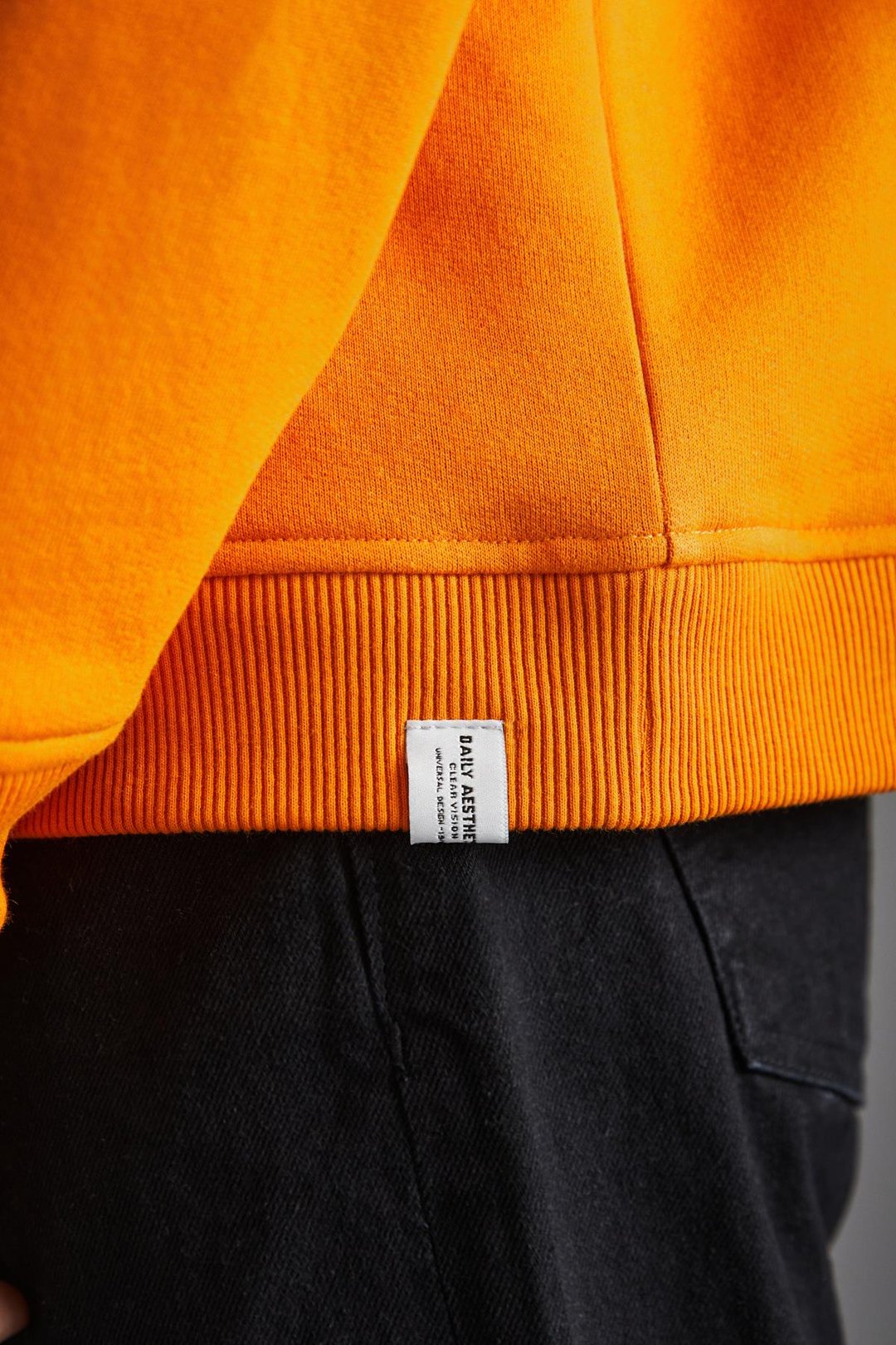 ADAMS Erkek İçi Polarlı Sıcak Tutan 3 İplik Örme %100 Organik Pamuk Regular Fit Safran Sarı Sweatshirt