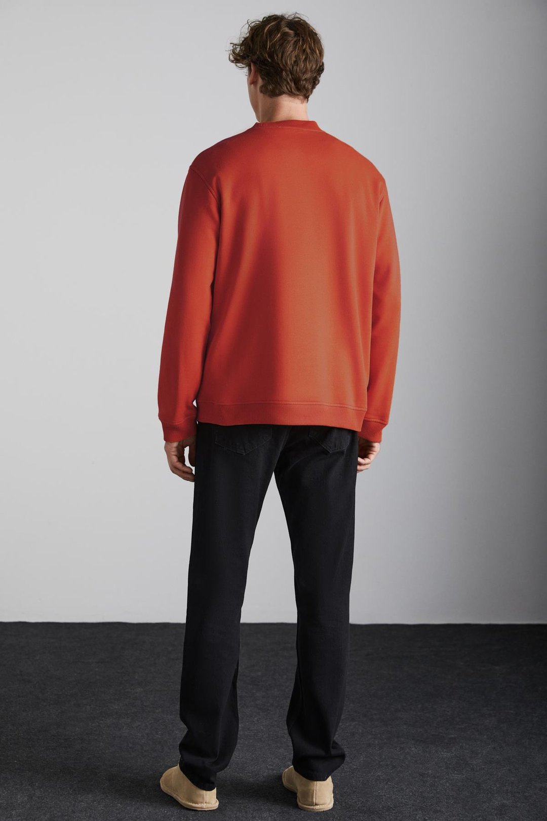 Adams Erkek Içi Polarlı Yumuşacık Organik Pamuklu Regular Fit Turuncu Sweatshirt