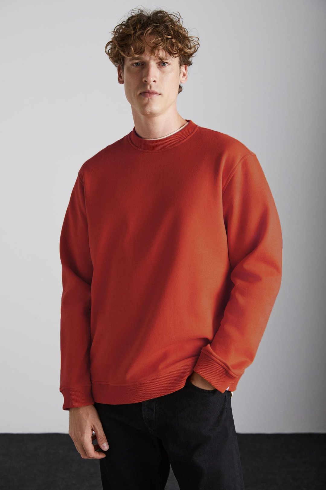 Adams Erkek Içi Polarlı Yumuşacık Organik Pamuklu Regular Fit Turuncu Sweatshirt